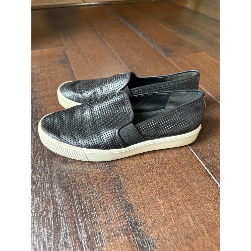 Vince Blair Black Perforated Leather Slip On Sneakers Women size 6 comfort